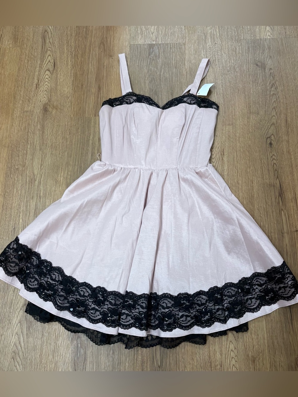 Pink & black lace trim mini dress with boning y2k Delia’s